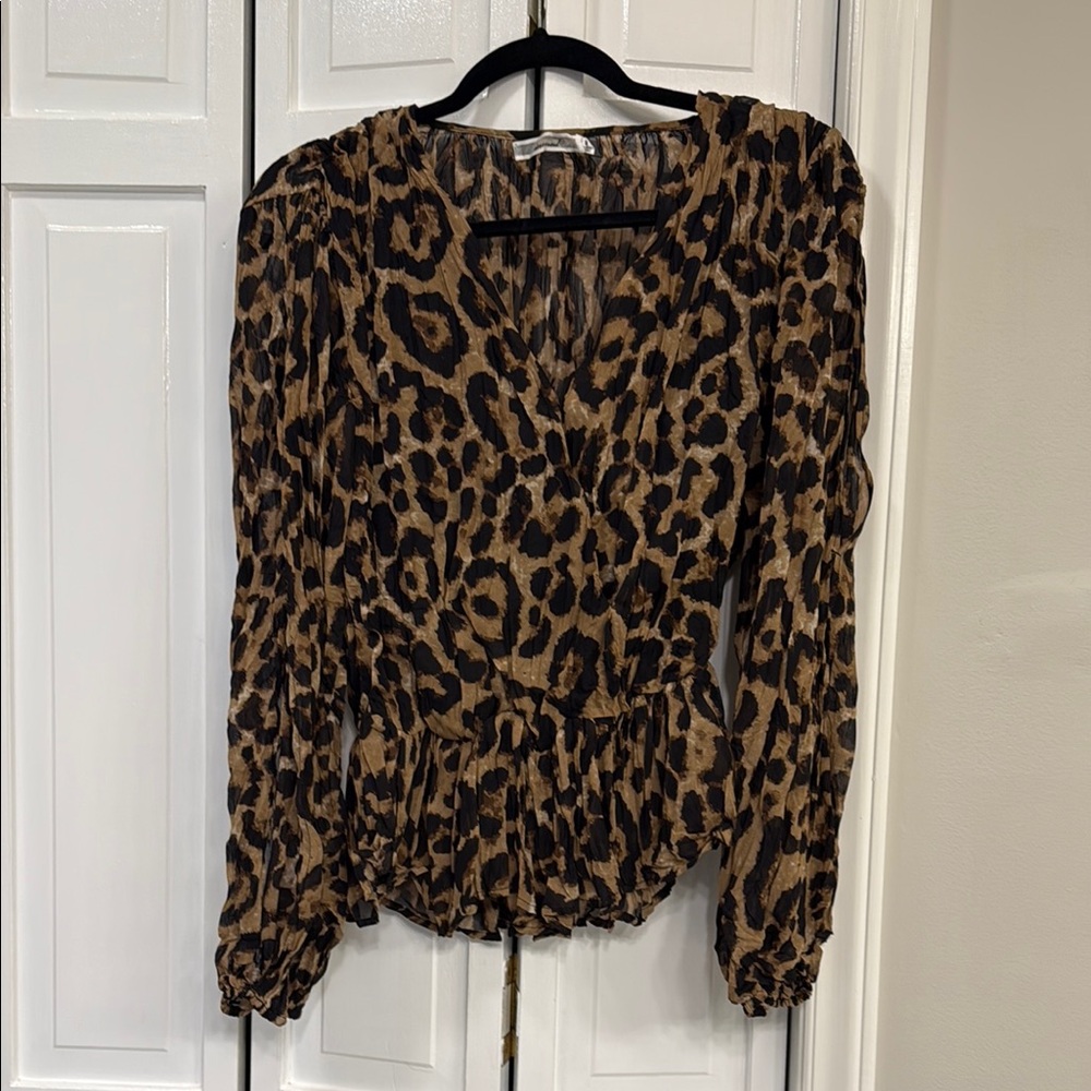 Leopard Print V-Neck Women's Top